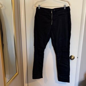 Black Zippered Coated Stretch Denim size 33